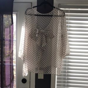 Cream polka dot top